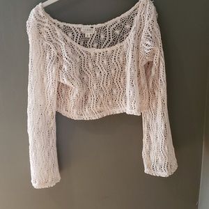 Knit bell sleeve crop top